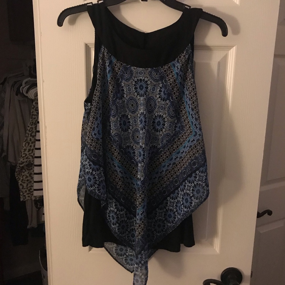 Blue and Black Blouse